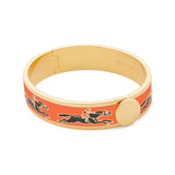 Race Horse Orange Black Golden Hinged Bangle 13mm