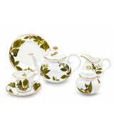 Makaibari Design 21 Piece Tea Set with Dessert/Side Plates with 24K Gold Accents