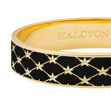 Sparkle Star Black & Gold Plated Hinged Bangle 13mm