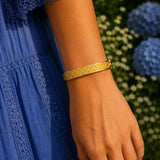 Agama Radiant Yellow & Gold Plated Hinged Bangle 1cm
