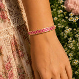 Agama Pink Tourmaline & Gold Plated Hinged Bangle 1cm