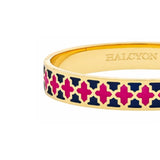 Agama Estate Blue, Pink Tourmaline & Gold Plated Hinged Bangle 1cm