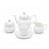 Signature White and Platinum 11 Pc Tea Set for 4