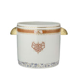 de Gournay Stafford bucket wine cooler with gold handles and armorial motif, 8 inch