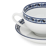 Blu Mediterraneo Set of 2 Teacups and Saucers with Blue Border