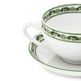 Maiolica Verde Set of 2 Teacups and Saucers with Green Border
