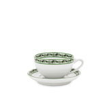 Maiolica Verde Set of 2 Teacups and Saucers with Green Border