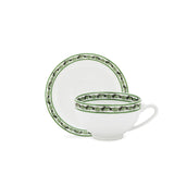 Maiolica Verde Set of 2 Teacups and Saucers with Green Border