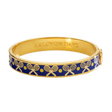 Tennis Deep Cobalt Golden Hinged Bangle 1cm