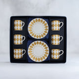 Parterre Gold Coffee Cup & Saucer Set of 6