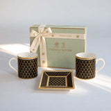 Antler Trellis Black Mugs and Trinket Tray Gift Set