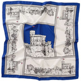 Windsor Castle Blue 90x90 100% Silk Scarf