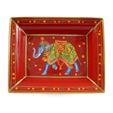 Ceremonial Indian Elephant Red Trinket Tray