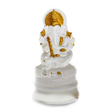 Hand Made Crystal Ganesh Clear 20Cm With 24K Gold Accents