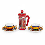Carretto French Press 350 ml and Carretto Siciliano Coffee Cup And Saucer - Set For 2