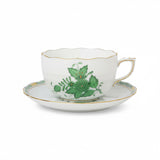 Apponyi Green Tea Cup and Saucer Hand Painted 24K Gold Rim 200 ml