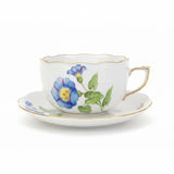 Gustave Morning Glory Tea Cup and Saucer Hand Painted 24K Gold Accents 200 ml