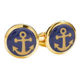 Golden Colour Anchor Round Cufflinks