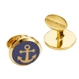Golden Colour Anchor Round Cufflinks
