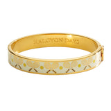 Tennis Cream Golden Hinged Bangle 1cm