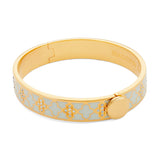 Agama Sparkle Cream & Clear Golden Hinged Bangle 1cm