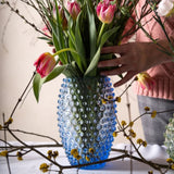 Egg Vase Light Blue Hobnail 23 Cm