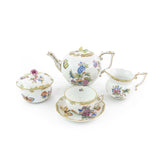 Queen Victoria 15 Piece Tea Set Hand Painted 24K Gold Accents