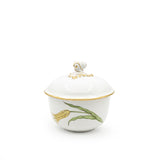 Yellow Tulip Sugar Pot Hand Painted 24K Gold Accents