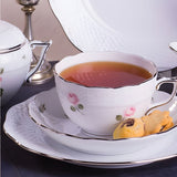 Vienna Rose Grande 15 Piece Tea Set with Tea Stove Hand Painted Platinum Accents