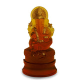 Hand Made Crystal Ganesh Topaz 20Cm With Gold Decor