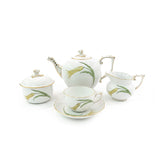 Yellow Tulip 15 Piece Tea Set Hand Painted 24K Gold Accents